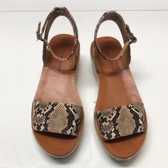 Lucky Brand Jeneka Snakeskin Espadrille Platform Ankle Strap Sandals 8.5 - Picture 3 of 5